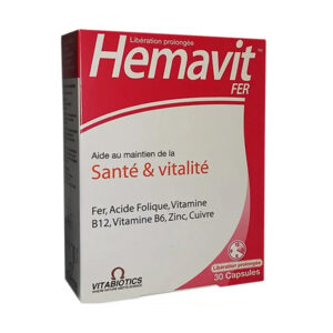 Vitabiotics Hemavit Fer Santé et Vitalité 30 Capsules