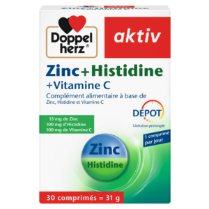 DOPPELHERZ AKTIV ZINC + HISTIDINE + VITAMINE C, 30 COMPRIMÉS